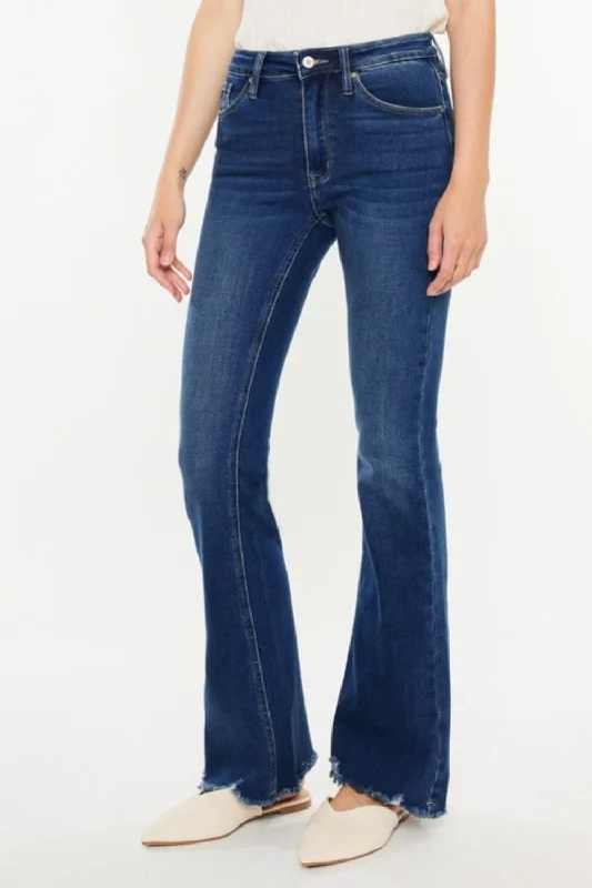 Tapered Jeans for Modern -Kancan Cat's Whiskers Raw Hem Flare Jeans