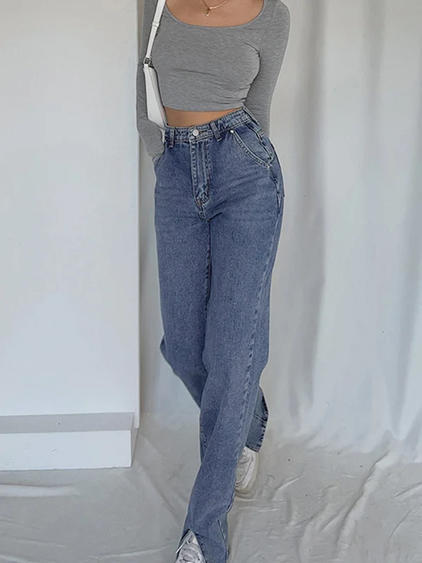 Stylish wide-leg pants for bold evening looks -BerryBetty - Classic Straight Leg Jeans