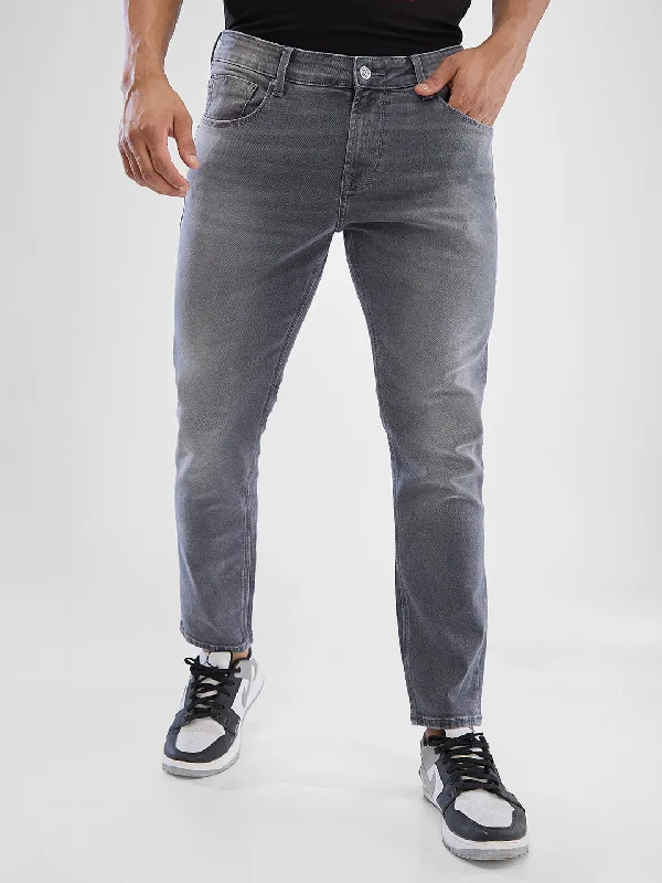 Back Pocket Jeans for Design -Spykar Grey Slim Fit Jeans For Men