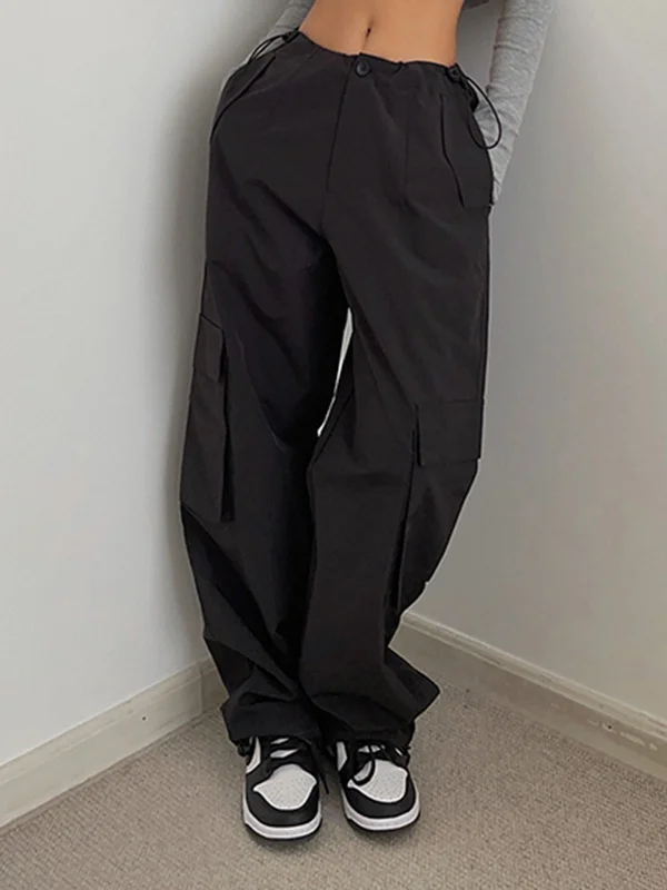 Quick-dry cargo pants for fishing trip practicality -BerryBetty - Boho Cargo Parachute Pants