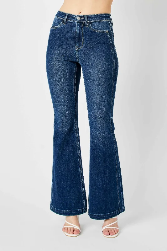 Shorts Jeans for Hot Days -Judy Blue High Waist Angled Side Seam Detail Flare Denim Jeans 82538