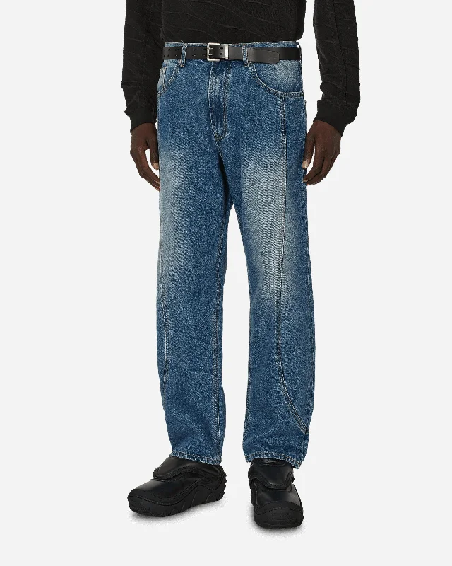 Reinforced cargo pants for heavy-duty field work -Track Denim Pants Dark Blue