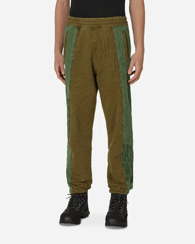 Stretch corduroy pants for cozy fall fashion -Panel Sweatpants Green / Brown