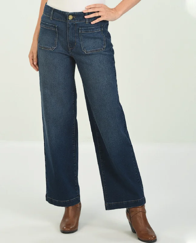 Cargo Jeans for Utility -D Jeans Patch Pocket Wide Leg Jean