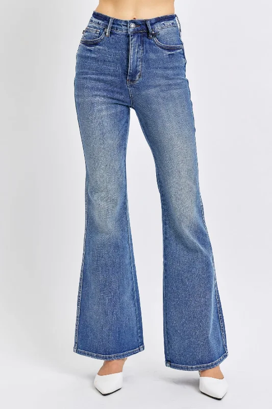 Graduation Jeans for Milestone -Judy Blue High Waist Tummy Control Contrast Flare Denim Jeans 88855