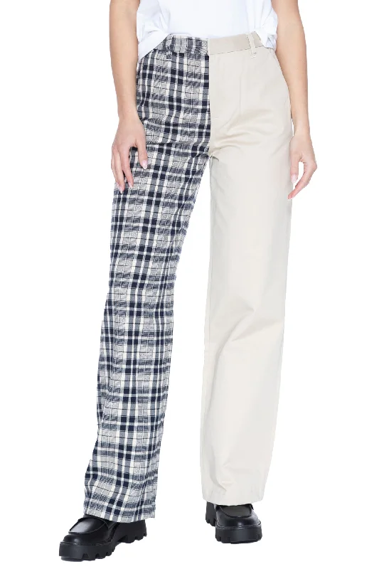 Tailored khaki pants for smart casual attire -Coffee Break Wide Leg Trouser in Khaki & Plaid