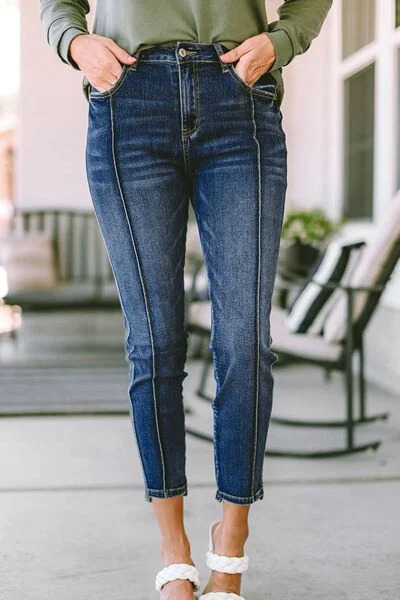 Weekend Jeans for Lazy -Slim Cropped Jeans with Pockets