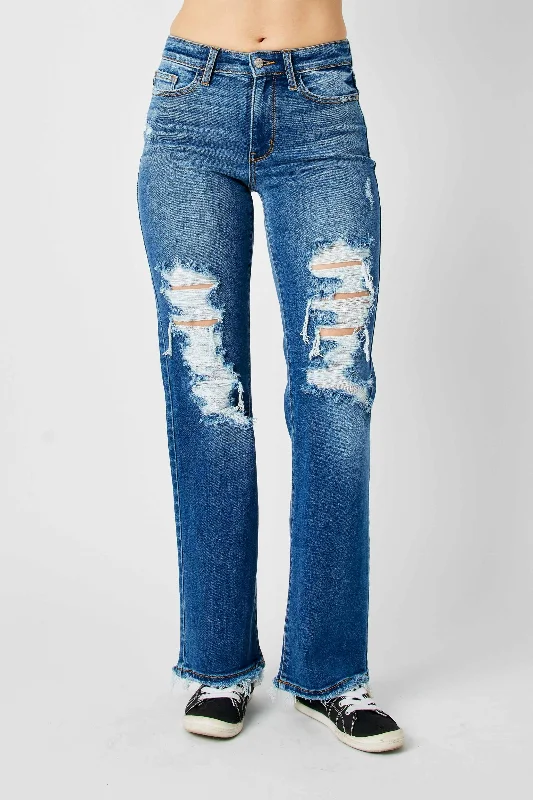 Father's Day Jeans for Present -Judy Blue Mid Rise Dad Denim Jeans 82605