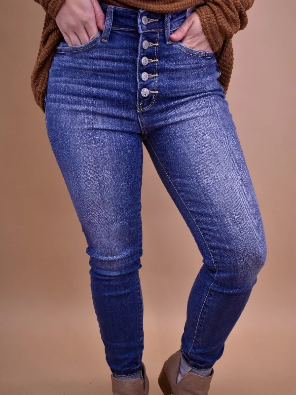 Straight Jeans for Classic Style -Judy Blue Button Fly Skinny Jeans