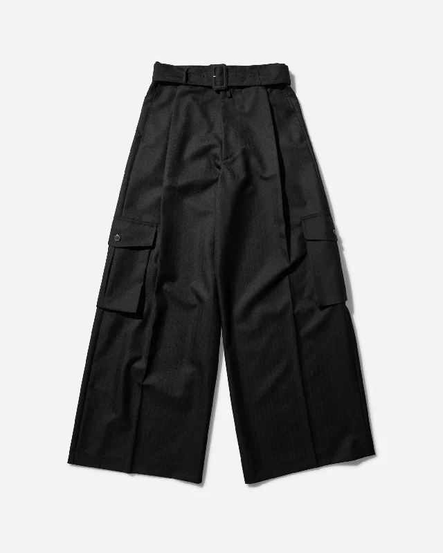 Lightweight jogger pants for summer evening strolls -Wide Belted Pants Navy