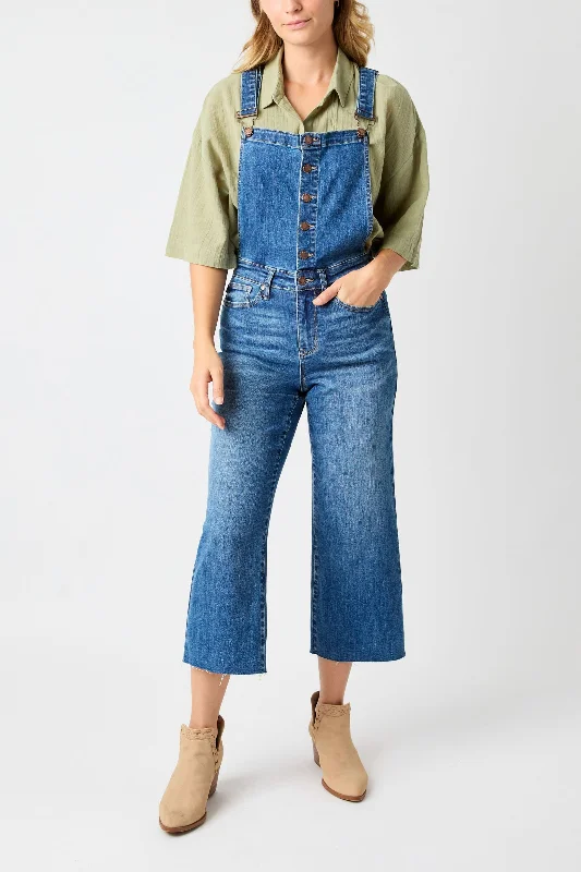 Tapered Jeans for Modern -Judy Blue High Waist Wide Leg Crop Overall Denim Jeans 88676