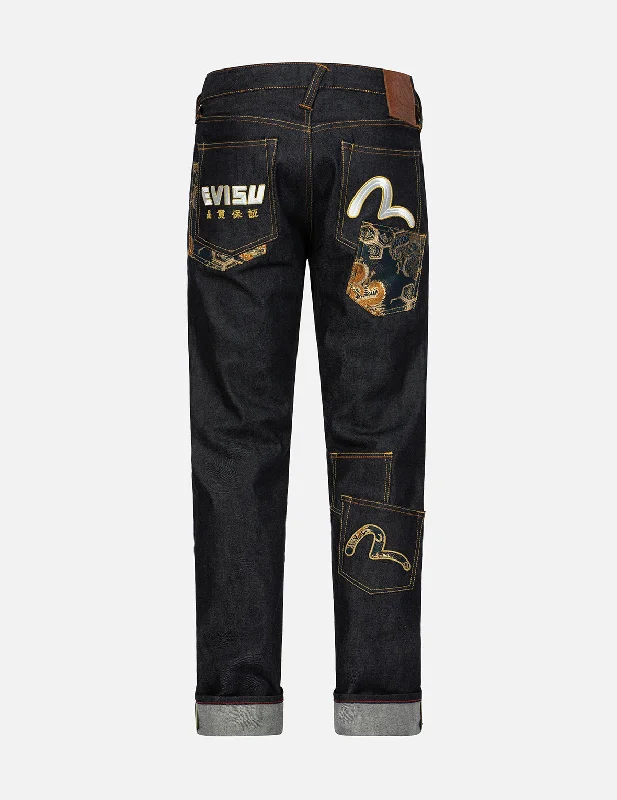 Valentine's Day Jeans for Romantic -Brocade and Seagull Multi-Pocket Carrot Fit Jeans #2017