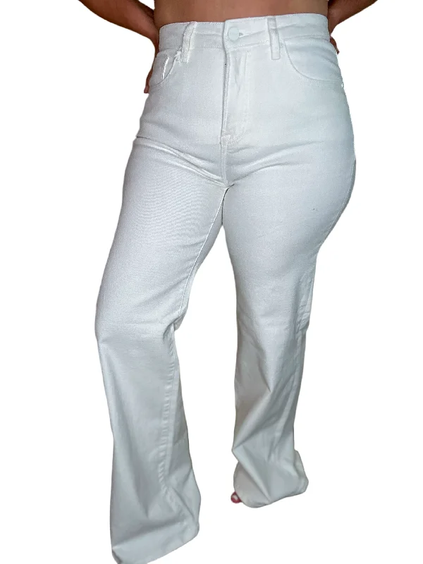 Relaxed Jeans for Comfortable -HIGH RISE WHITE TUMMY CONTROL JEANS  - 5399