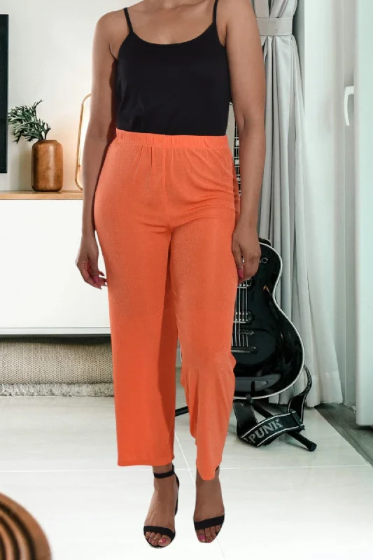 Comfortable stretch pants for casual daily wear -Orange Elastic Pants