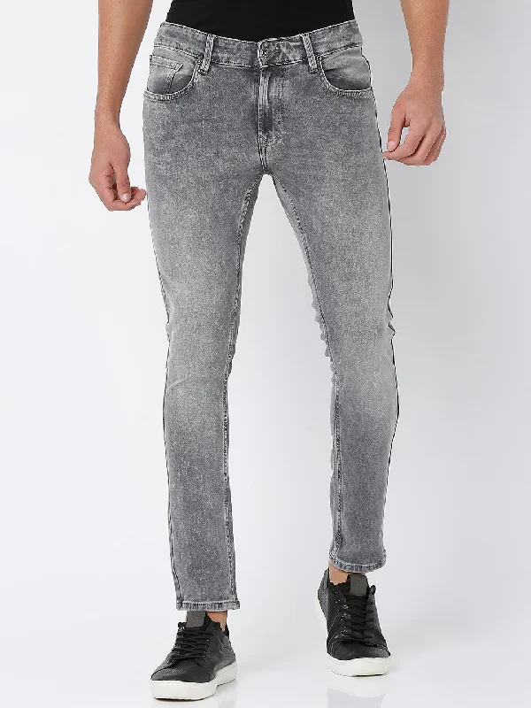 Christmas Jeans for Seasonal -Spykar Mid Grey Cotton Super Slim Fit Tapered Length Jeans For Men (Super Skinny)