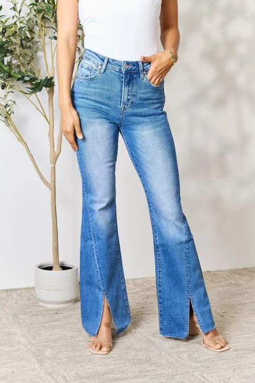 Affordable Jeans for Budget -BAYEAS Slit Flare Jeans