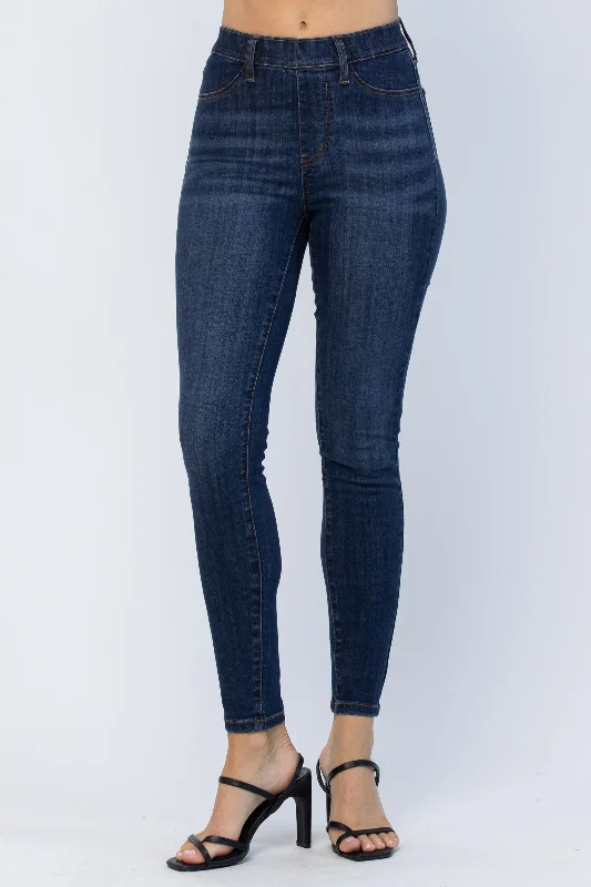 Colored Jeans for Variety -Judy Blue High Waist Pull-On w/ Front + Back Patch Pockets Skinny Denim Jeans 88539