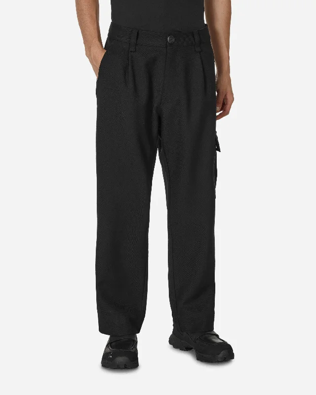 Soft cotton pants for sensitive skin comfort -Merino Piston Pleated Patch Cargo Pants Black