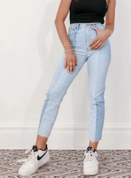 Denim Jeans for Durability -Two Tone High Waisted Jeans - The Sunflower - Comfort Stretch