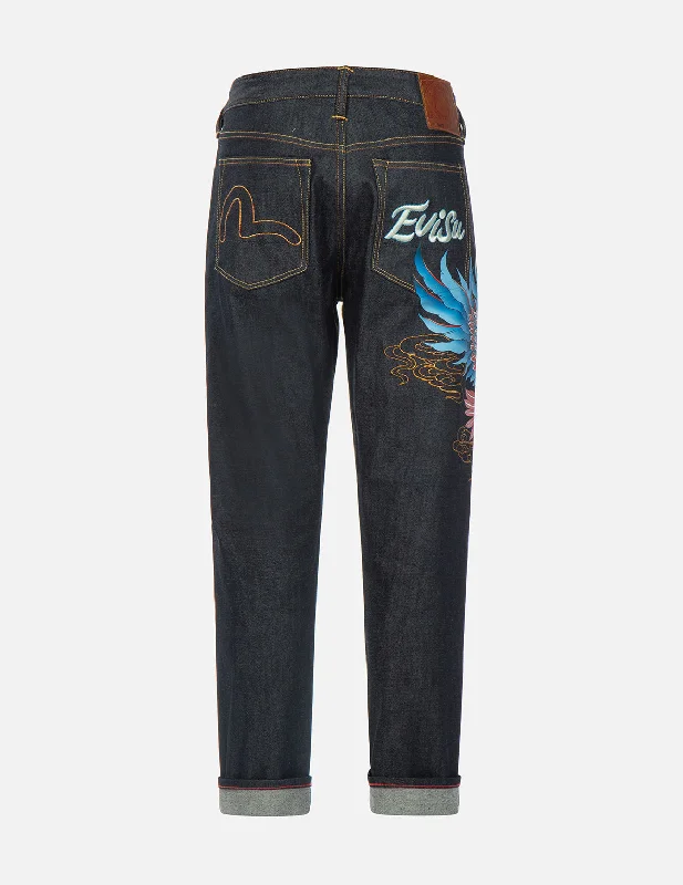 Rolled Shorts Jeans for Style -Seagull and Eagle Embroidery Cropped Carrot Fit Jeans #2017