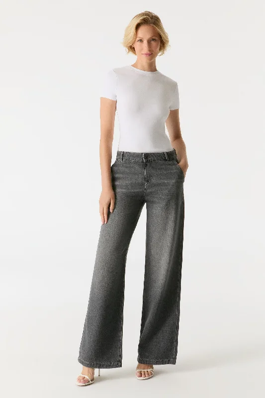 Designer Jeans for Luxury -Maxine Wide Fit Jeans Smoke Grey