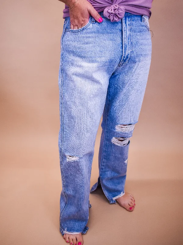 Colored Jeans for Variety -Vervet High Rise Straight Jeans With Slit Detail