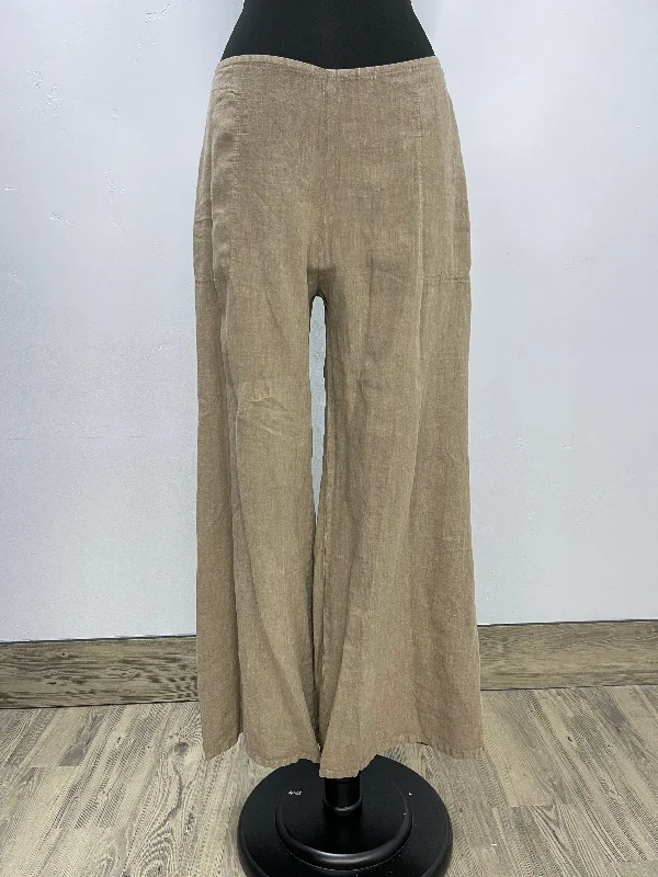 Cozy fleece pants for cold winter nights -Hay Flat Front Palazzo Pant