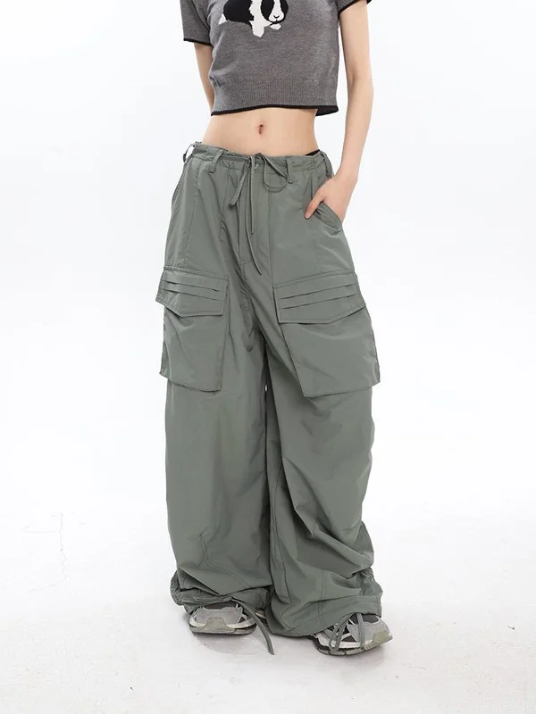 Cozy fleece pants for cold winter nights -BerryBetty - Stay With You Cargo Parachute Pants