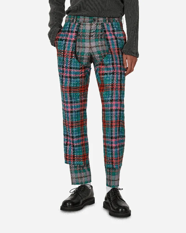 High-rise flare pants for vintage chic appeal -Tartan Wool Trousers Multicolor