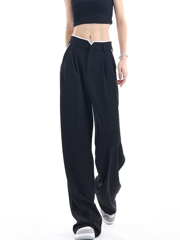 Stylish leather pants for edgy night looks -BerryBetty - Break Free Notched Wide Leg Pants