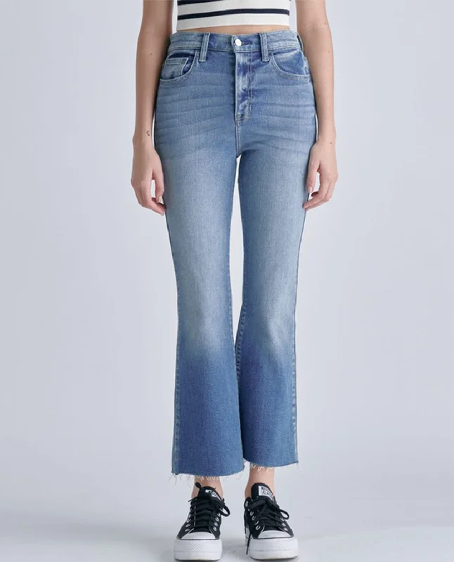 Frayed Hem Jeans for Edgy -Cello High Rise Crop Flare Jeans