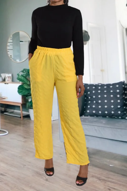 Stylish leather pants for edgy night looks -Yellow Pocket Pants