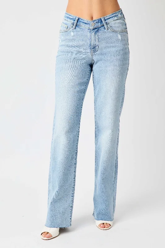 Back Pocket Jeans for Design -Judy Blue High Rise V Front Waistband Straight Jeans 82483 - Exclusive