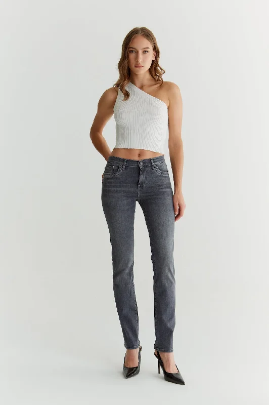 High-end Jeans for Exclusivity -Hannah High Waist 5 Pocket Jeans Smoke Grey