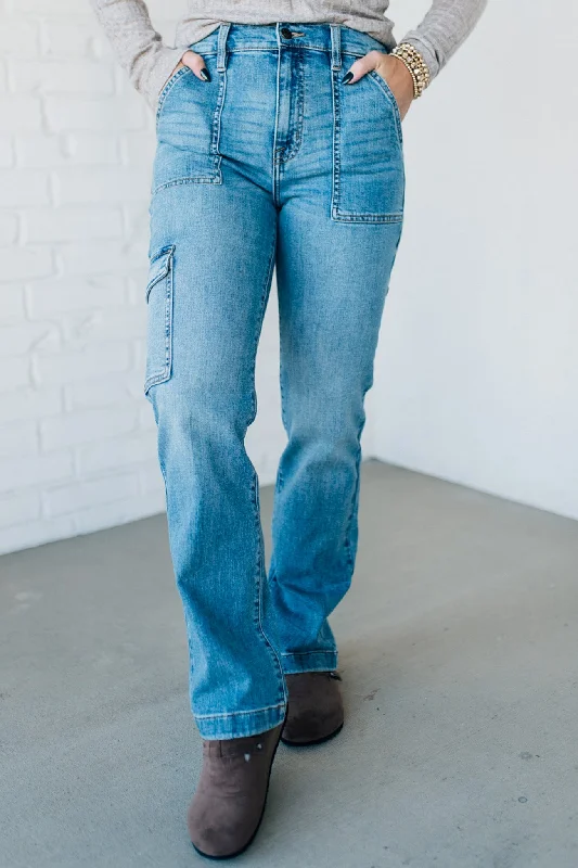 Party Jeans for Night Out -Maverick High Rise Cargo Dad Jeans