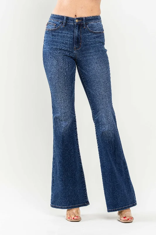 Stretch Jeans for Flexibility -Judy Blue High Waist Classic Contrast Flare Denim Jeans 82591