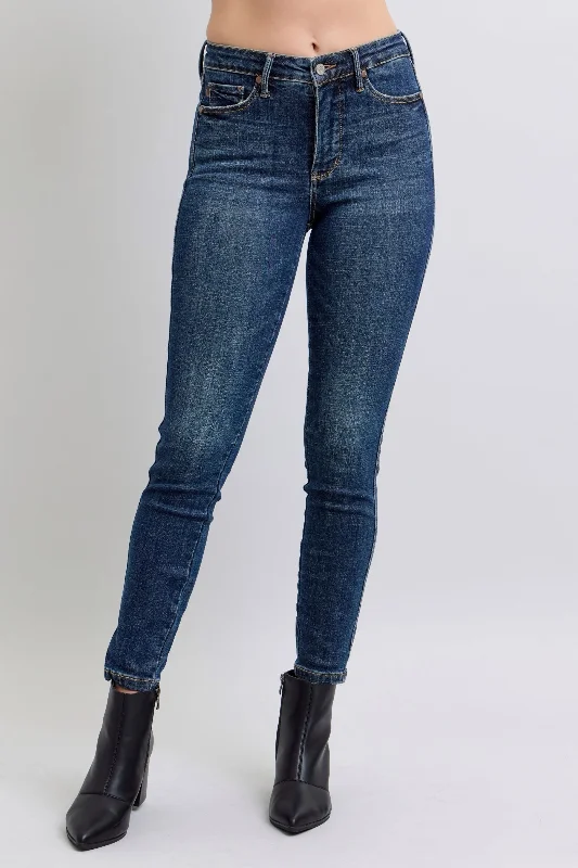 Yoga Jeans for Stretch -Judy Blue Mid Rise Tummy Control Classic Vintage Skinny Denim Jeans 88881