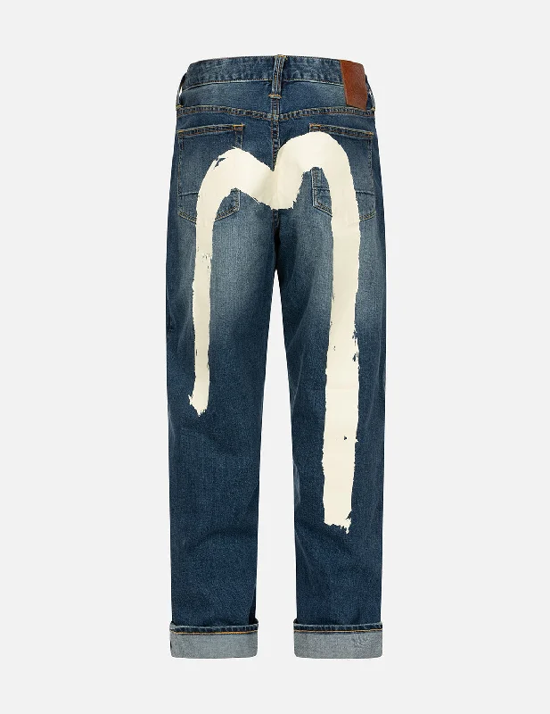 Stonewashed Jeans for Softness -Ecru Brushstroke Daicock Loose Fit Jeans