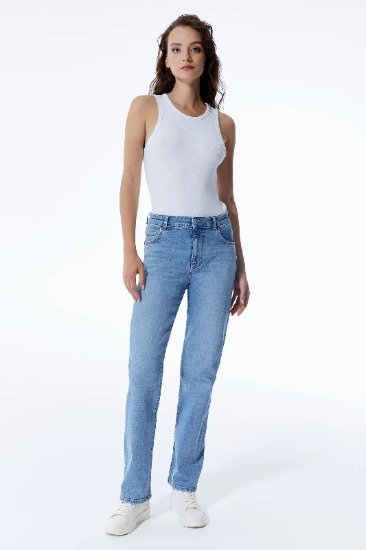 Anniversary Jeans for Special -Kylie Mid Waist 5 Pocket Jeans Light Blue