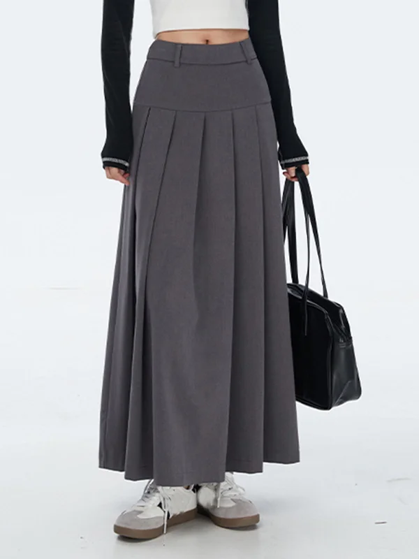 Soft skirts with gentle fabric drape -Modern Academia Graceful Pleat Maxi Skirt