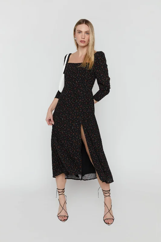 Midi Dresses for Versatile Wear -FLORAL MIDI DRESS