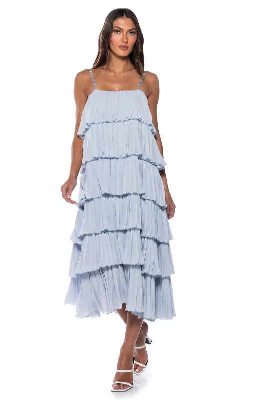 Silk Dresses for Luxurious -EVERY BIT OF PRETTY RUFFLE MAXI DRESS