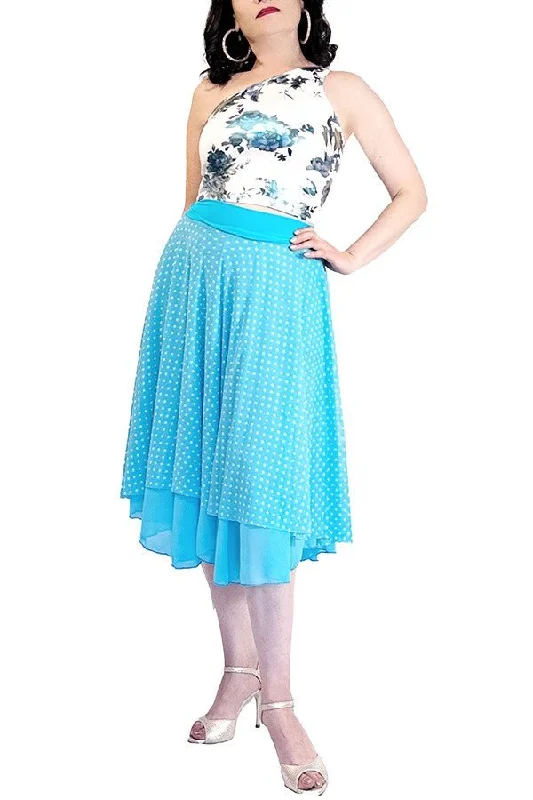 Cute mini skirts for trendy casual outings -turquoise polka dots full circle tango skirt