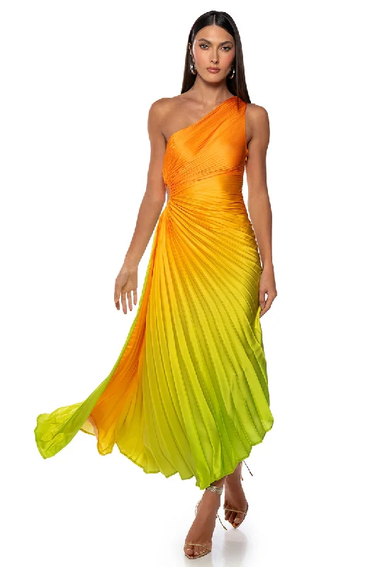 Fashionable Dresses for Style -ON MY OWN WAVE OMBRE ONE SHOULDER MAXI DRESS