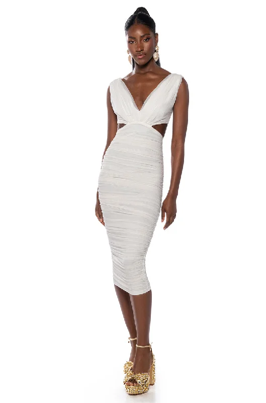 Sheath Dresses for Sophisticated -ALWAYS A SLAY THIS WAY LOW V NECK MIDI DRESS