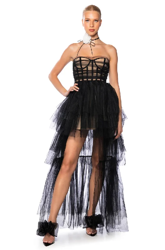 Shift Dresses for Simple Look -PARTY STARTER HIGH LOW TULLE DRESS