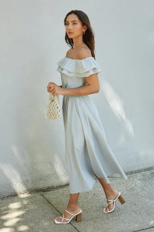 Valentine's Day Dresses for Romance -OFF SHOULDER RUFFLED DRESS