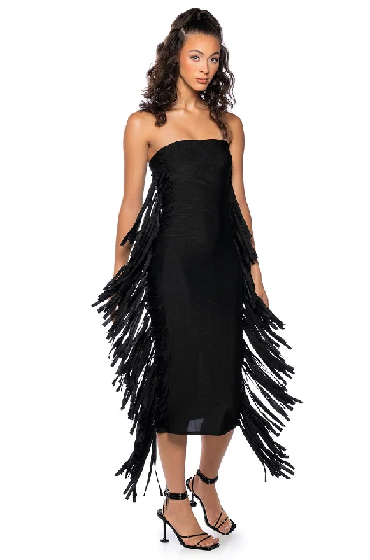 Indian Dresses with Intricacy -FRINGE ME OUT TUBE TOP MIDI DRESS