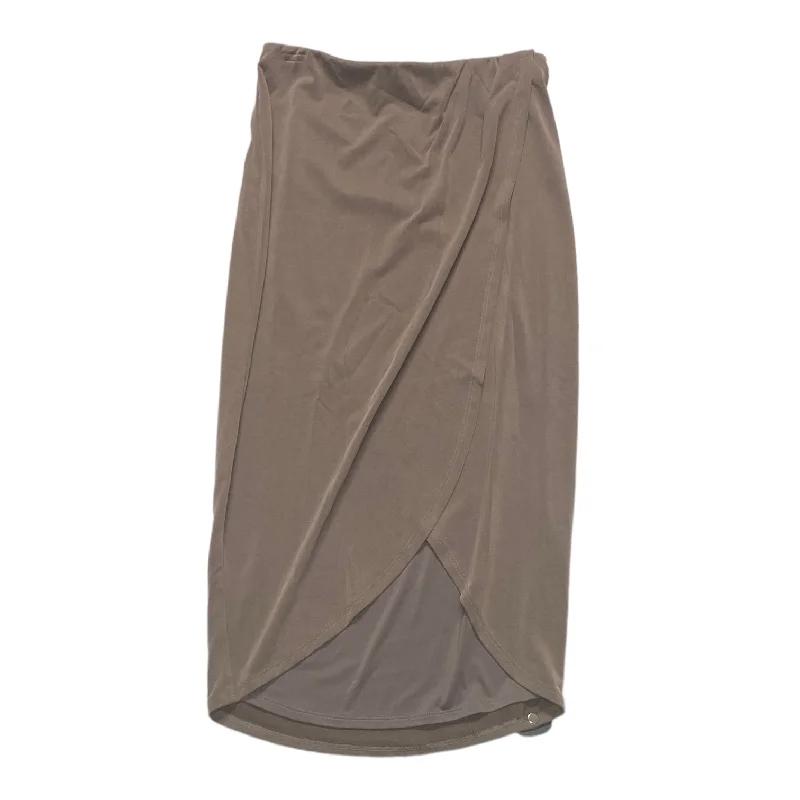 Durable denim skirts for rugged daily wear -Brown Skirt Midi White House Black Market, Size Xxs