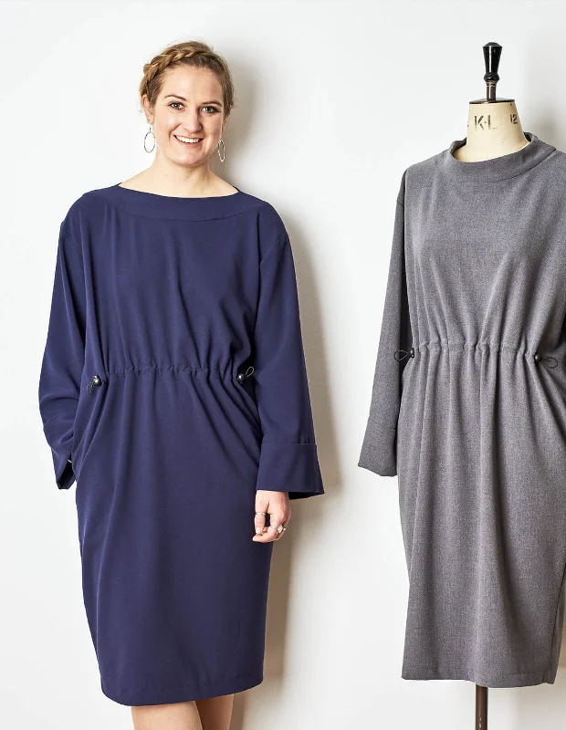 Blue Dresses for Classic -The Maker's Atelier Relaxed Drawstring Dress